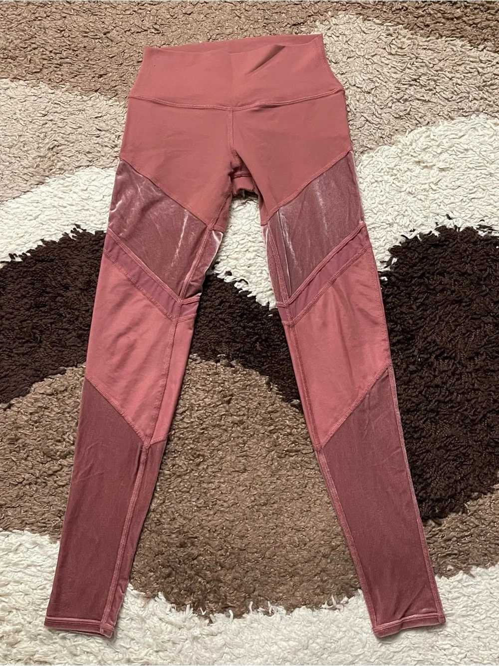Alo Yoga Womens High Waist Luxe Sheila Legging Sz S In Rosewood Velvet Pink